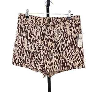 Anthropologie Maeve The Ettie Shorts, Animal Print, Brown, High Rise, Size 30